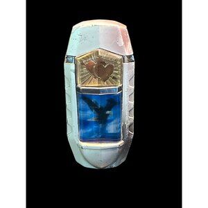 Vtg Silver Collectible Refillable Lighter Beveled Front Flying Eagle Double Hear